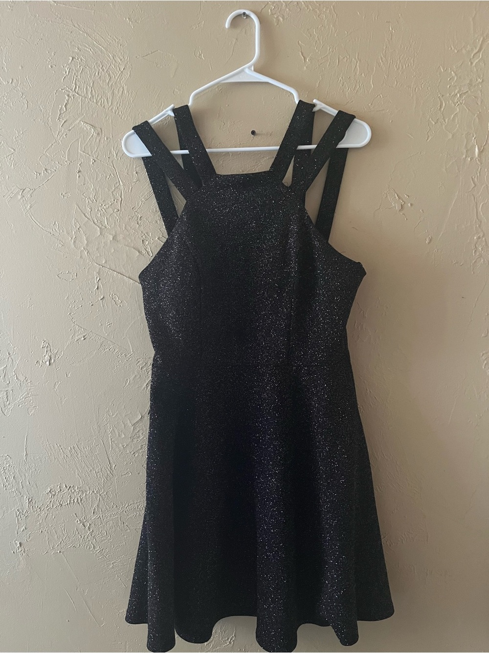 Sparkle Black Strappy Fit-and-Flare Dress